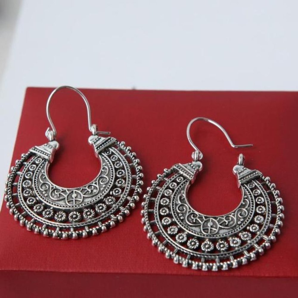 Earrings Women Retro Vintage Circle Bohemian Hoop Drop Cute Trendy Jewelry - Picture 2 of 5